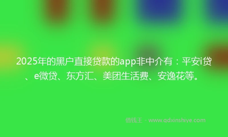 2025年的黑户直接贷款的app非中介有：平安i贷、e微贷、东方汇、美团生活费、安逸花等。