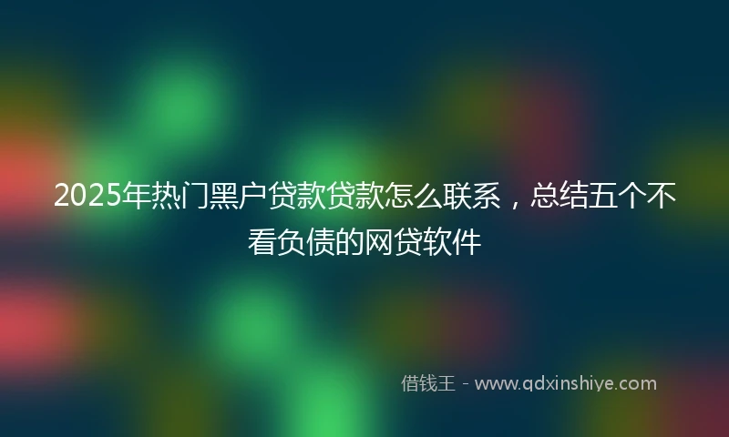 2025年热门黑户贷款贷款怎么联系，总结五个不看负债的网贷软件