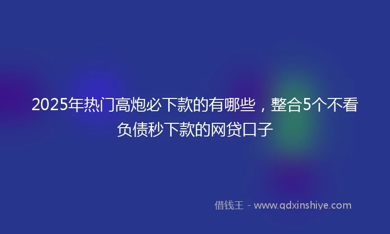 2025年热门高炮必下款的有哪些，整合5个不看负债秒下款的网贷口子