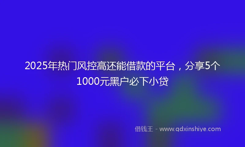 2025年热门风控高还能借款的平台，分享5个1000元黑户必下小贷