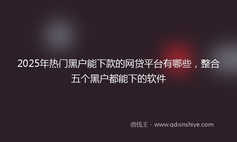 2025年热门黑户能下款的网贷平台有哪些，整合五个黑户都能下的软件