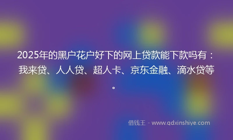 2025年的黑户花户好下的网上贷款能下款吗有：我来贷、人人贷、超人卡、京东金融、滴水贷等。