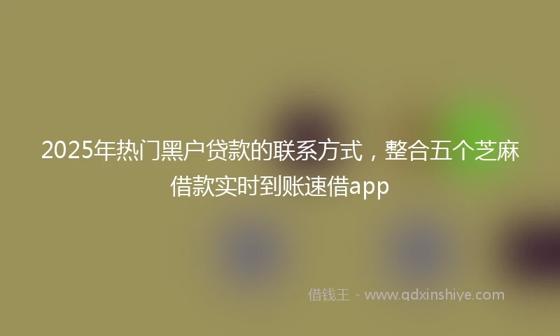 2025年热门黑户贷款的联系方式，整合五个芝麻借款实时到账速借app