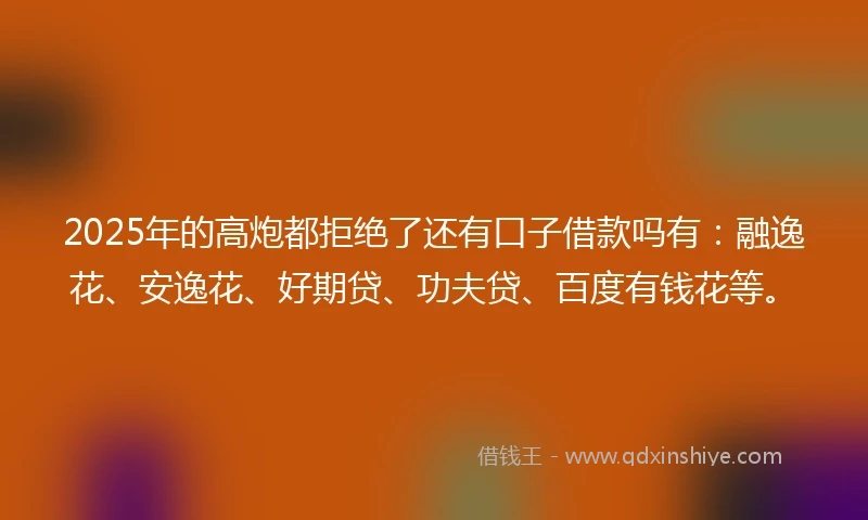 2025年的高炮都拒绝了还有口子借款吗有：融逸花、安逸花、好期贷、功夫贷、百度有钱花等。