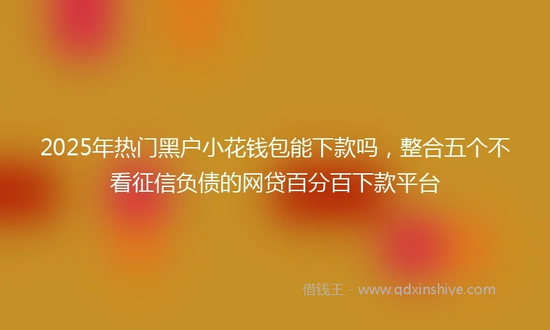 2025年热门黑户小花钱包能下款吗，整合五个不看征信负债的网贷百分百下款平台