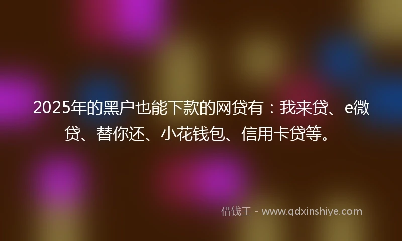 2025年的黑户也能下款的网贷有：我来贷、e微贷、替你还、小花钱包、信用卡贷等。