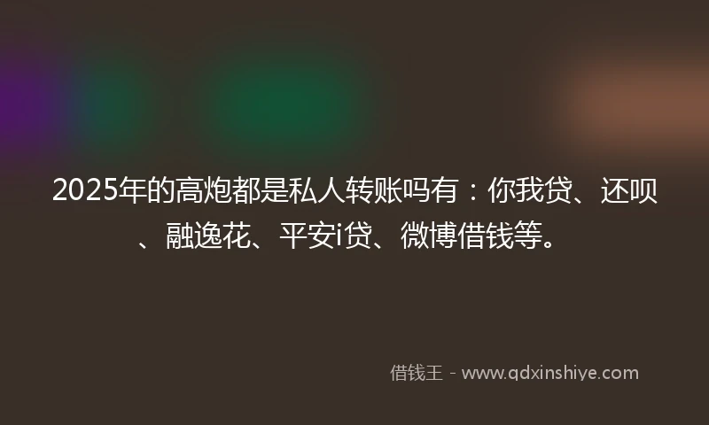 2025年的高炮都是私人转账吗有：你我贷、还呗、融逸花、平安i贷、微博借钱等。