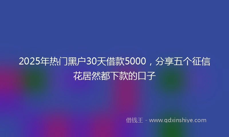 2025年热门黑户30天借款5000，分享五个征信花居然都下款的口子
