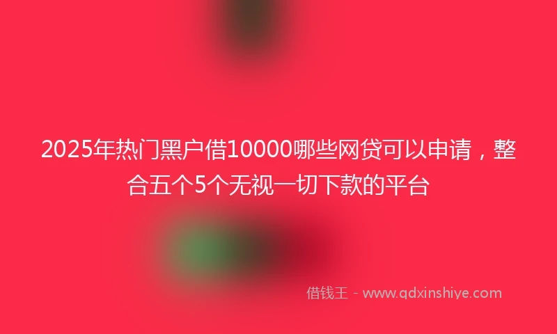 2025年热门黑户借10000哪些网贷可以申请，整合五个5个无视一切下款的平台