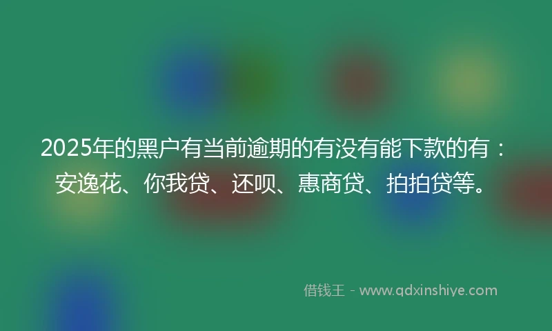 2025年的黑户有当前逾期的有没有能下款的有：安逸花、你我贷、还呗、惠商贷、拍拍贷等。