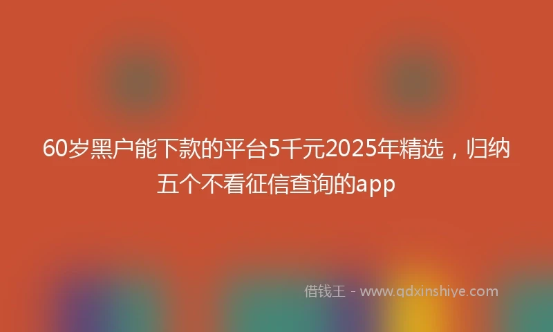 60岁黑户能下款的平台5千元2025年精选，归纳五个不看征信查询的app
