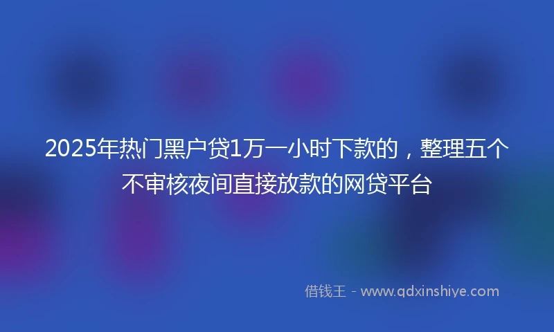 2025年热门黑户贷1万一小时下款的，整理五个不审核夜间直接放款的网贷平台