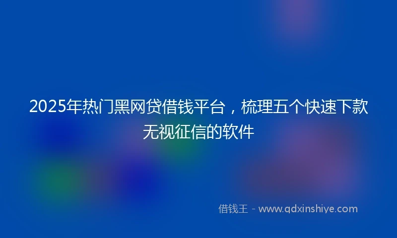 2025年热门黑网贷借钱平台，梳理五个快速下款无视征信的软件