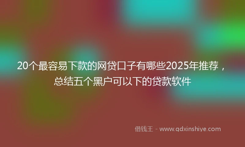 20个最容易下款的网贷口子有哪些2025年推荐，总结五个黑户可以下的贷款软件