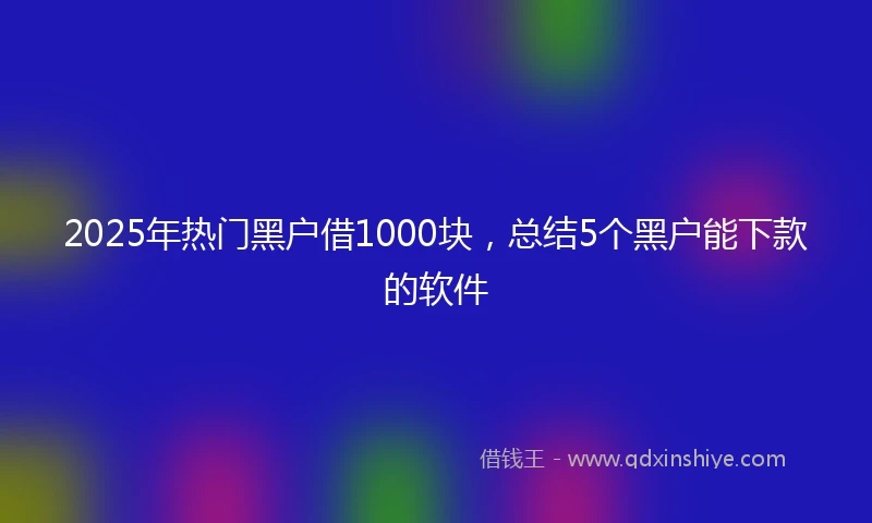 2025年热门黑户借1000块，总结5个黑户能下款的软件