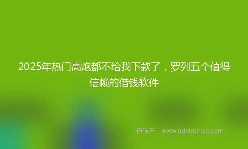 2025年热门高炮都不给我下款了，罗列五个值得信赖的借钱软件