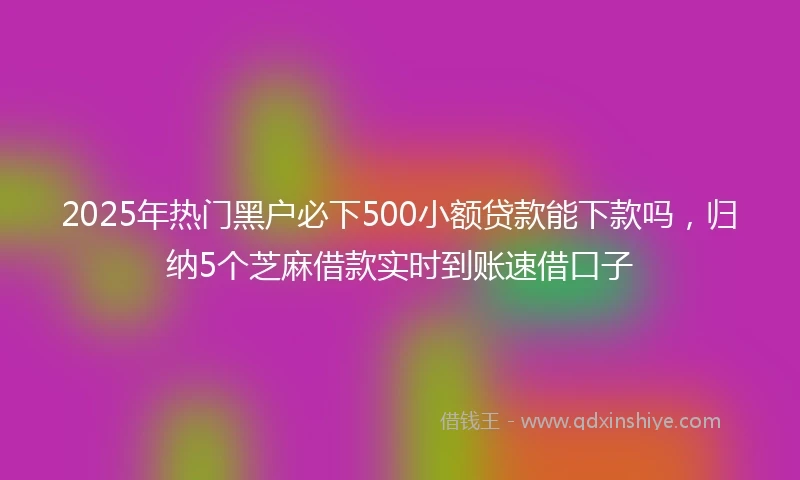 2025年热门黑户必下500小额贷款能下款吗，归纳5个芝麻借款实时到账速借口子