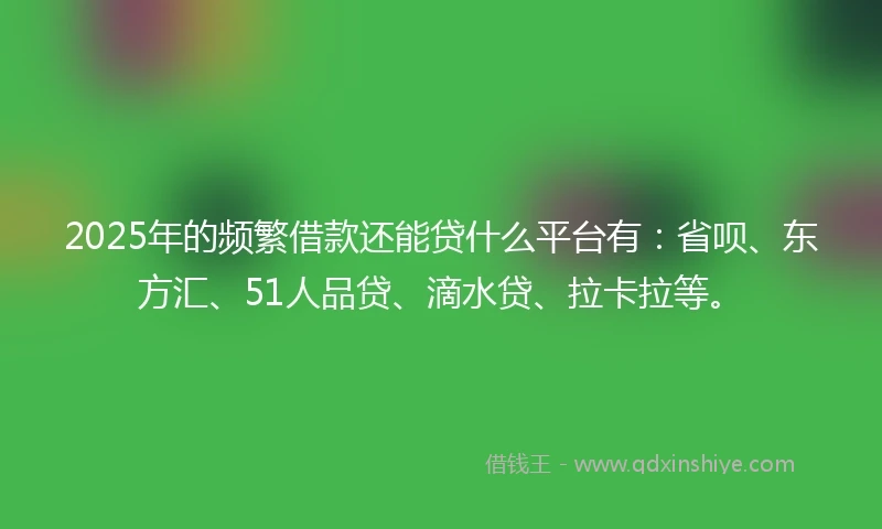 2025年的频繁借款还能贷什么平台有：省呗、东方汇、51人品贷、滴水贷、拉卡拉等。