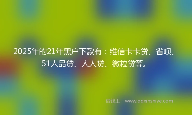 2025年的21年黑户下款有：维信卡卡贷、省呗、51人品贷、人人贷、微粒贷等。