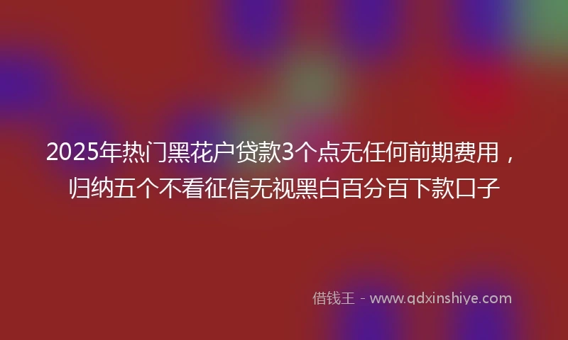 2025年热门黑花户贷款3个点无任何前期费用，归纳五个不看征信无视黑白百分百下款口子