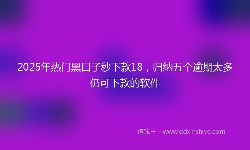 2025年热门黑口子秒下款18，归纳五个逾期太多仍可下款的软件