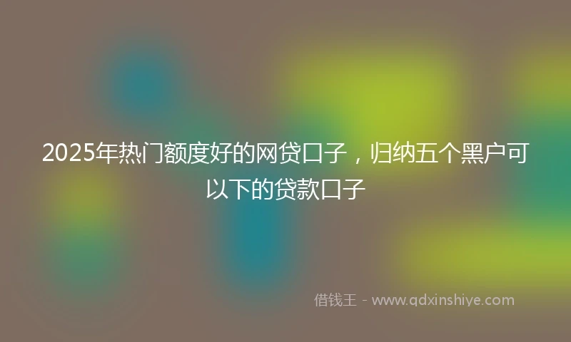 2025年热门额度好的网贷口子，归纳五个黑户可以下的贷款口子