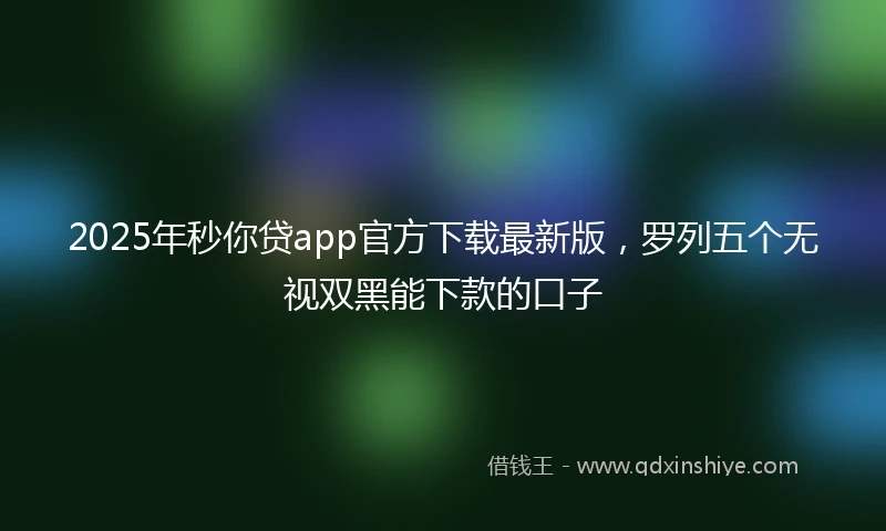 2025年秒你贷app官方下载最新版，罗列五个无视双黑能下款的口子