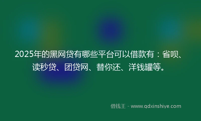 2025年的黑网贷有哪些平台可以借款有：省呗、读秒贷、团贷网、替你还、洋钱罐等。
