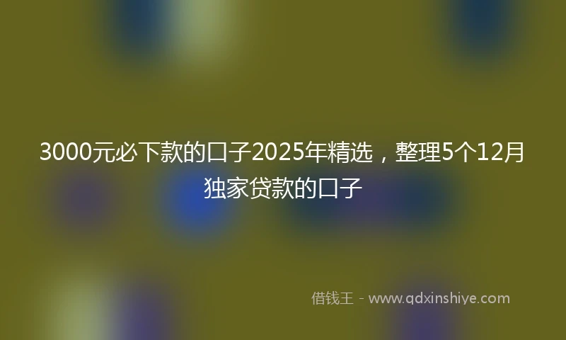 3000元必下款的口子2025年精选，整理5个12月独家贷款的口子