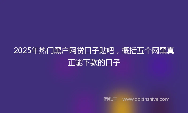 2025年热门黑户网贷口子贴吧，概括五个网黑真正能下款的口子