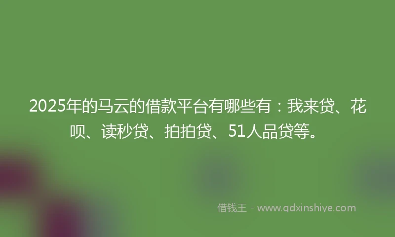 2025年的马云的借款平台有哪些有：我来贷、花呗、读秒贷、拍拍贷、51人品贷等。