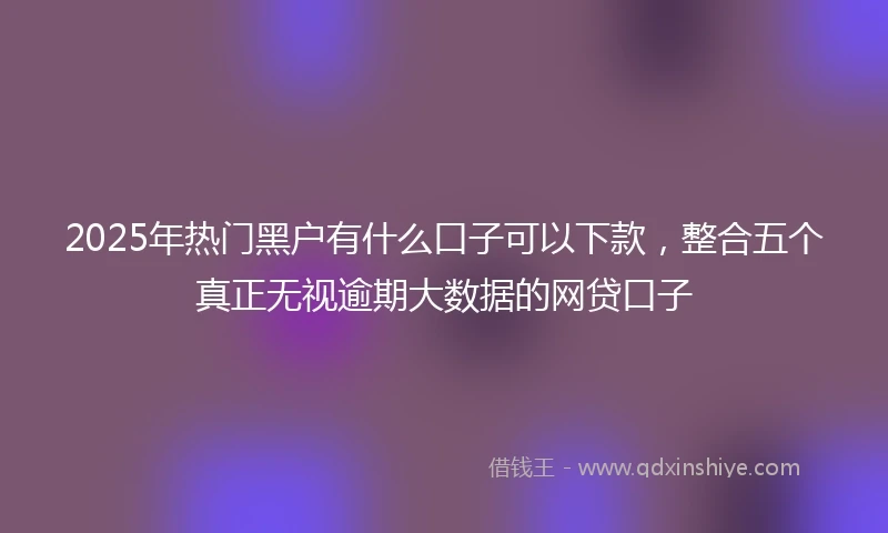 2025年热门黑户有什么口子可以下款，整合五个真正无视逾期大数据的网贷口子