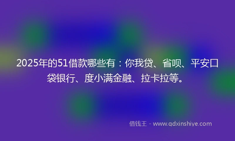 2025年的51借款哪些有：你我贷、省呗、平安口袋银行、度小满金融、拉卡拉等。