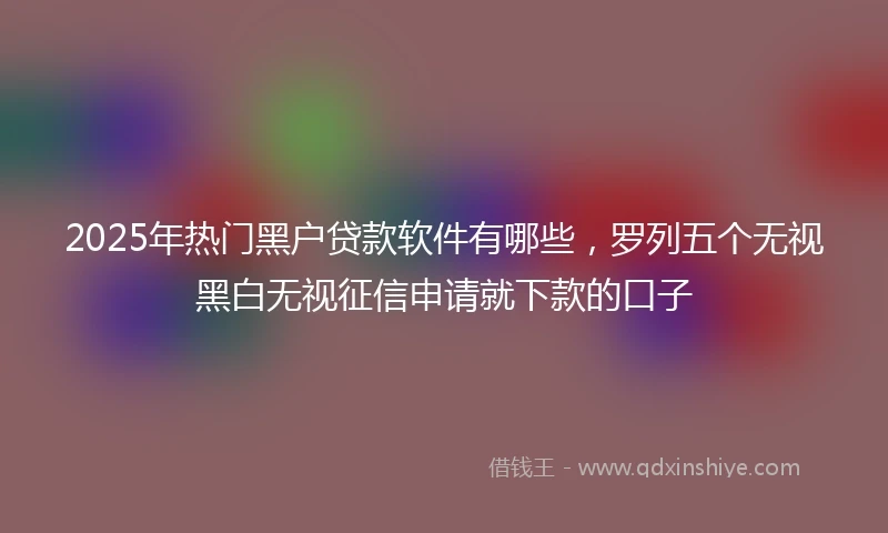 2025年热门黑户贷款软件有哪些，罗列五个无视黑白无视征信申请就下款的口子