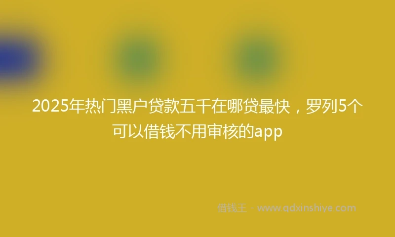2025年热门黑户贷款五千在哪贷最快，罗列5个可以借钱不用审核的app
