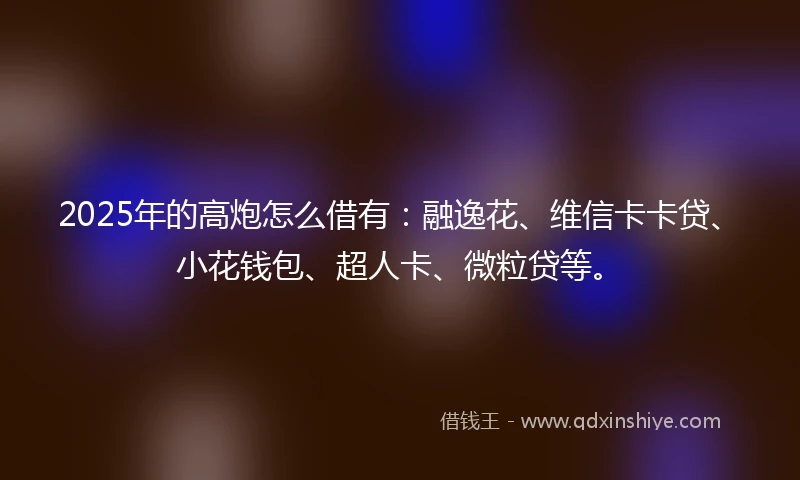 2025年的高炮怎么借有：融逸花、维信卡卡贷、小花钱包、超人卡、微粒贷等。
