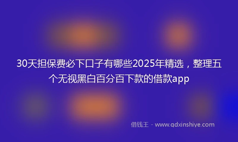 30天担保费必下口子有哪些2025年精选，整理五个无视黑白百分百下款的借款app