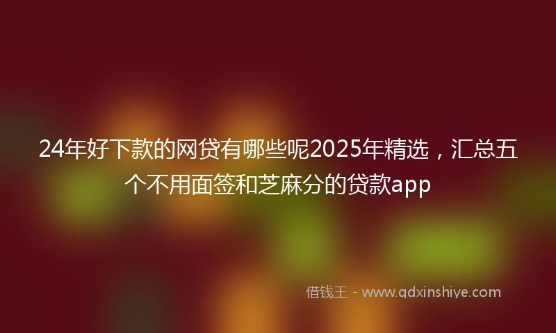 24年好下款的网贷有哪些呢2025年精选，汇总五个不用面签和芝麻分的贷款app