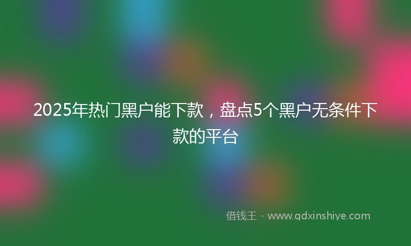 2025年热门黑户能下款，盘点5个黑户无条件下款的平台