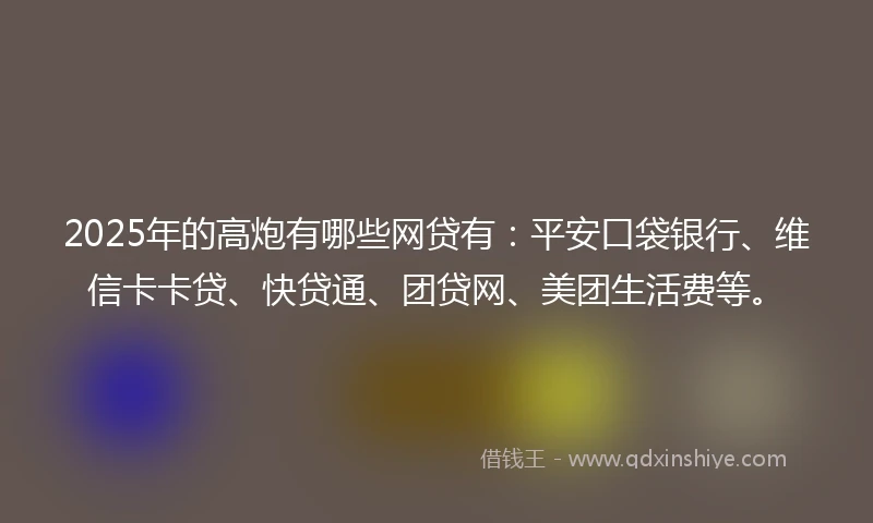 2025年的高炮有哪些网贷有：平安口袋银行、维信卡卡贷、快贷通、团贷网、美团生活费等。