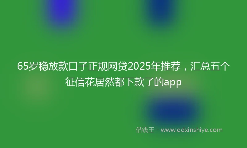 65岁稳放款口子正规网贷2025年推荐，汇总五个征信花居然都下款了的app