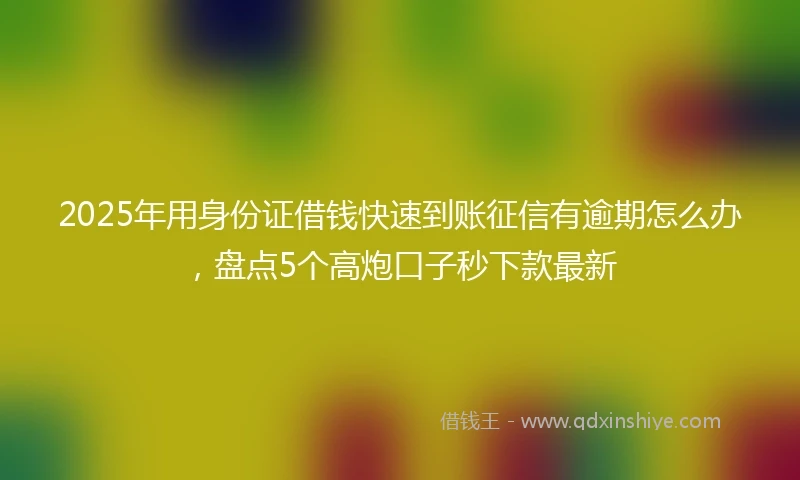 2025年用身份证借钱快速到账征信有逾期怎么办，盘点5个高炮口子秒下款最新