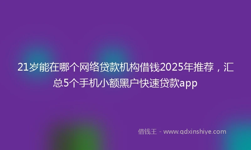 21岁能在哪个网络贷款机构借钱2025年推荐，汇总5个手机小额黑户快速贷款app