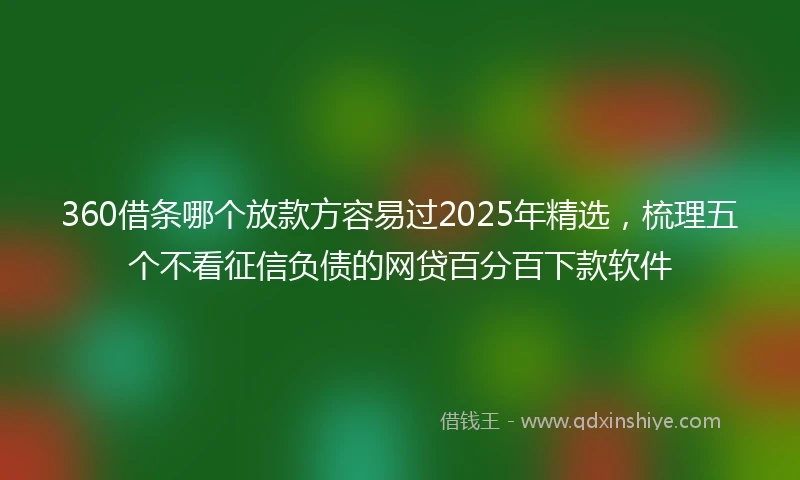 360借条哪个放款方容易过2025年精选，梳理五个不看征信负债的网贷百分百下款软件