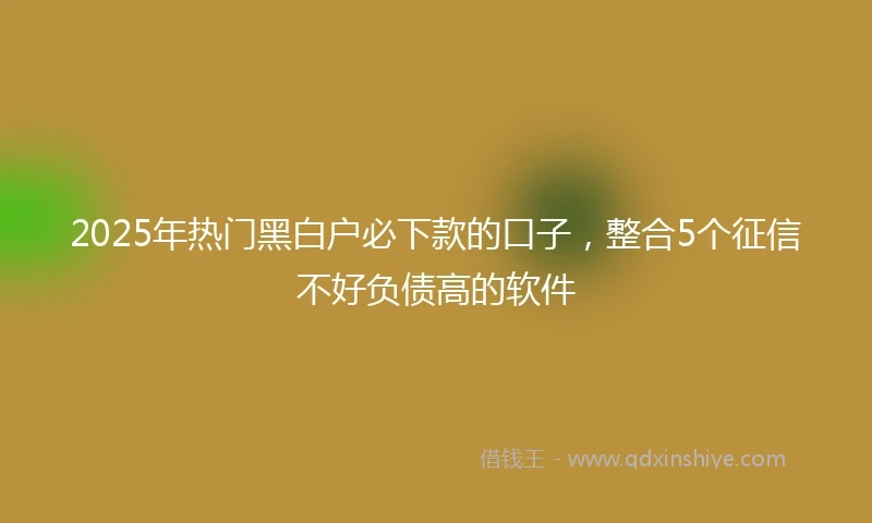 2025年热门黑白户必下款的口子，整合5个征信不好负债高的软件