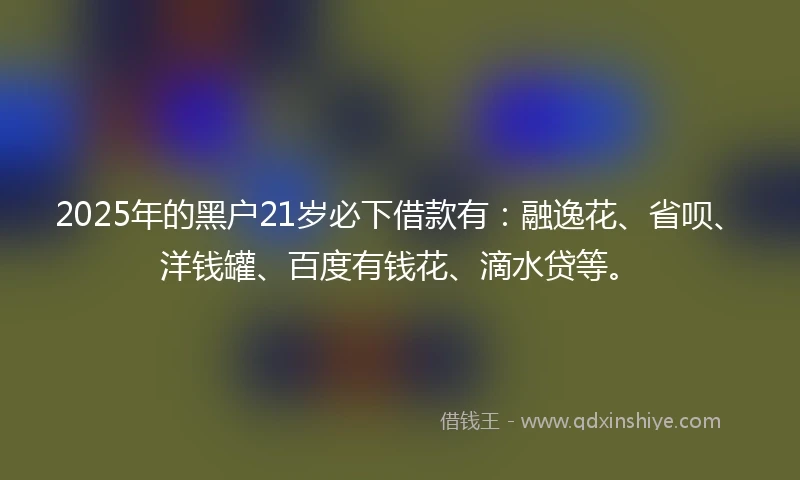 2025年的黑户21岁必下借款有：融逸花、省呗、洋钱罐、百度有钱花、滴水贷等。