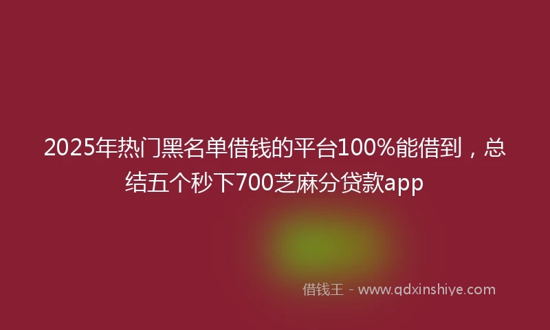 2025年热门黑名单借钱的平台100%能借到，总结五个秒下700芝麻分贷款app