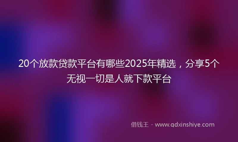 20个放款贷款平台有哪些2025年精选，分享5个无视一切是人就下款平台