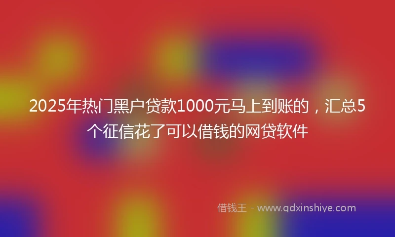 2025年热门黑户贷款1000元马上到账的，汇总5个征信花了可以借钱的网贷软件