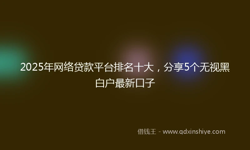 2025年网络贷款平台排名十大，分享5个无视黑白户最新口子